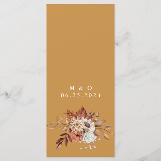 Menu Mariage d'or Floral Fall (Dos)