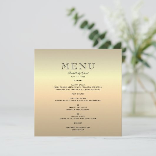 Menu Mariage d'or minimaliste (Debout devant)