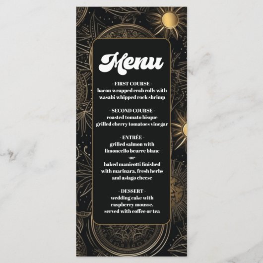 Menu Mariage d'or noir céleste (Devant)