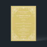 Menu Mariage d'or vintage et d'ivoire Art déco<br><div class="desc">Élégant et glamour menu de dîner mariage art déco inspiré du style vintage Gatsby et des années folles. La conception de la carte est composée d'un jeu de couleurs or et ivoire,  d'un cadre décoratif orné,  d'un monogramme personnalisé et d'un texte de menu,  et d'un motif graphique à l'arrière.</div>