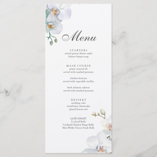 Menu Mariage d'orchidée sauvage moderne et élégant (Devant)