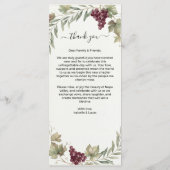 Menu Mariage Double Face de Vignoble de Napa Valley (Dos)