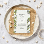 Menu Mariage du cadre de branches d'olivier<br><div class="desc">Collection design de branches d'olivier,  idéal pour un mariage viticole simple et chic. Cette suite de papeterie originale est à la fois classique et élégant. Couleurs entièrement personnalisables : vous pouvez facilement changer la couleur du texte et l'arrière - plan à votre goût.</div>