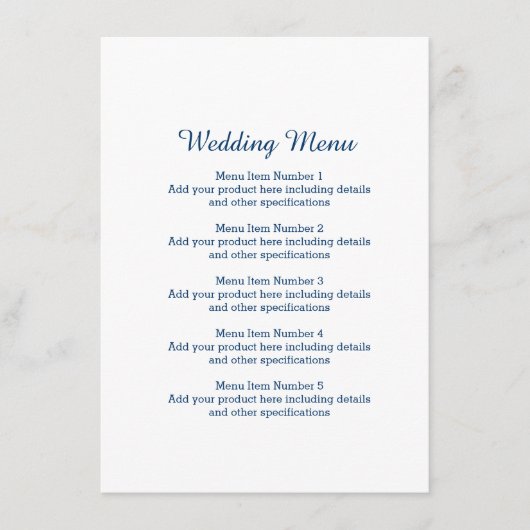 Menu mariage du dîner avec logo d'ancre de bateau  (Devant)