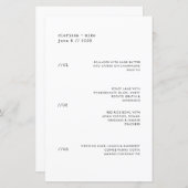 Menu Mariage du dîner ultra minimaliste (Devant / Derrière)
