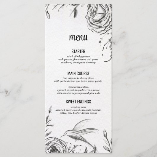 Menu Mariage du jardin de printemps (Devant)