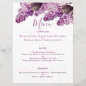 Menu Mariage du jardin de printemps de Lilac (Devant)