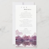 Menu Mariage du lac Purple Watercolor (Devant)