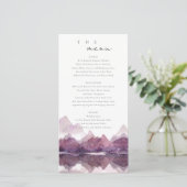 Menu Mariage du lac Purple Watercolor (Debout devant)