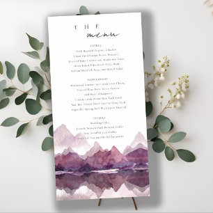 Menu Mariage du lac Purple Watercolor