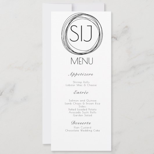 Menu Mariage du logo de bord circulaire minimalist (Devant)