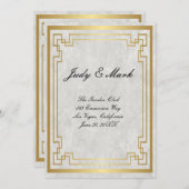 Menu Mariage du Marbre blanc de cadre géométrique  (Devant / Derrière)