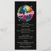 Menu Mariage du Party Disco Ball Sparkle Glam des année (Devant)