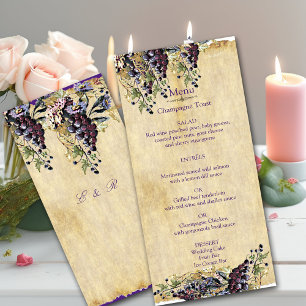 Menu Mariage du vignoble romantique, rustique,