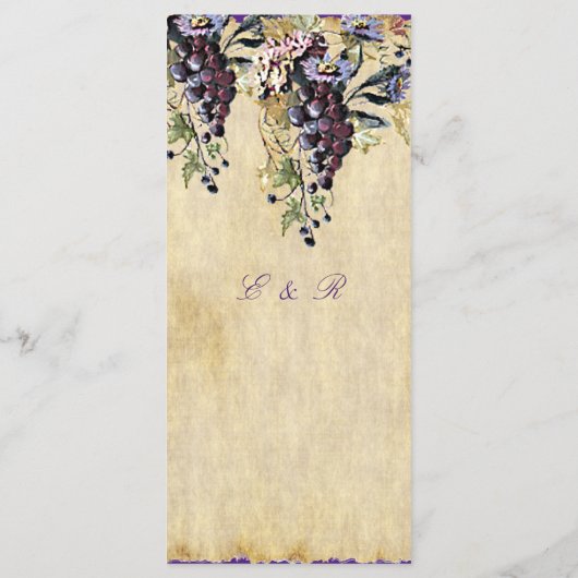 Menu Mariage du vignoble romantique, rustique, (Dos)