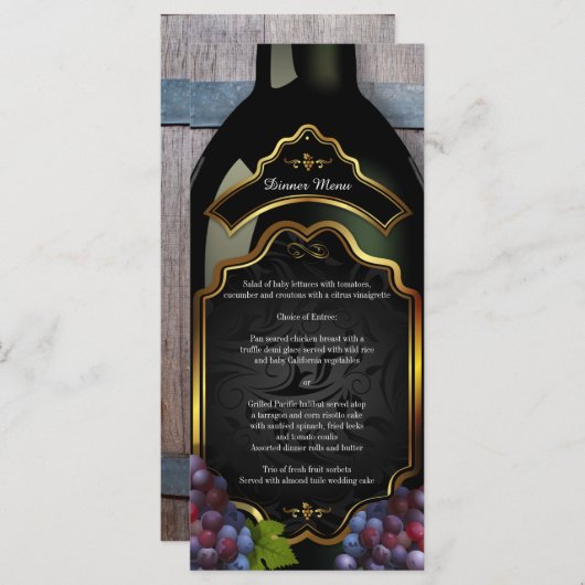 Menu Mariage du vignoble rustique (Devant / Derrière)