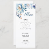 Menu Mariage Dusty Blue Florals (Devant / Derrière)