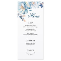 Menu Mariage Dusty Blue Florals