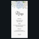 Menu Mariage Dusty Blue Hydrangea<br><div class="desc">Cet élégant menu de Mariage Floral Dusty Blue Hydrangea est la façon idéale d'ajouter une touche de romantisme à votre journée spéciale. Doté d'une belle hydrangée bleue poussiéreuse et d'un design verdoyant, ce menu s'ajoutera à tout thème mariage. Chaque menu est soigneusement conçu pour présenter vos plats de façon élégante...</div>