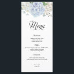Menu Mariage Dusty Blue Hydrangea<br><div class="desc">Cet élégant menu de Mariage Floral Dusty Blue Hydrangea est la façon idéale d'ajouter une touche de romantisme à votre journée spéciale. Doté d'une belle hydrangée bleue poussiéreuse et d'un design verdoyant, ce menu s'ajoutera à tout thème mariage. Chaque menu est soigneusement conçu pour présenter vos plats de façon élégante...</div>