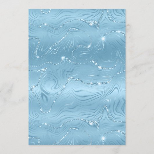 Menu Mariage Dusty Blue Silver Parties scintillant (Dos)