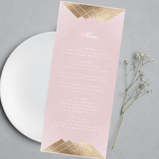 Menu Mariage Dusty Rose rose géométrique Géométrique Ga