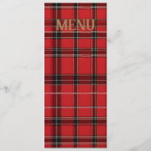 Menu Mariage écossais rouge Tartan (Dos)