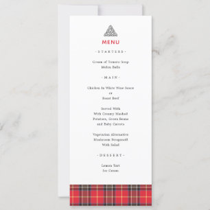 Menu Mariage écossais Tartan Plaid Celtic Knot