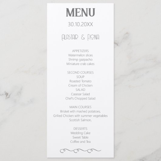 Menu Mariage écossais vert (Devant)