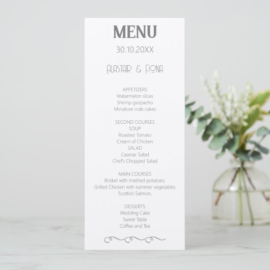 Menu Mariage écossais vert (Debout devant)