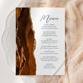 Menu Mariage écriture Agate Or Orange brûlé