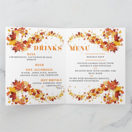 Menu Mariage Élégance Automne (Intérieur)