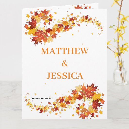 Menu Mariage Élégance Automne (Fleur jaune)