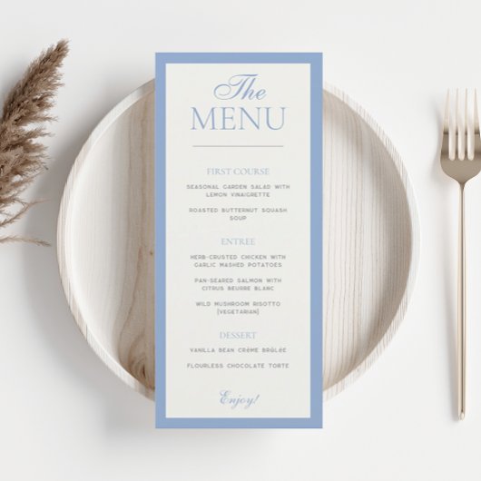 Menu Mariage Élégance de la frontière moderne