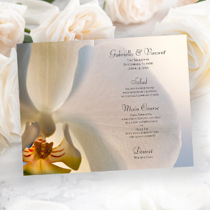 Menu Mariage Élégance Fleur Orchidée Blanche
