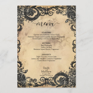 Menu Mariage Élégance Gothique Victorienne