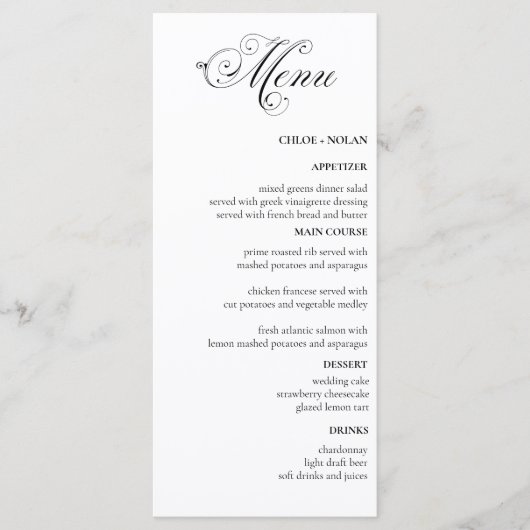 Menu Mariage élégant (Devant)