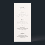 Menu Mariage élégant à la crème simple<br><div class="desc">Menu mariage moderne au design simple,  avec une combinaison d'une police sans serif contemporaine,  d'un élégant script d'écriture manuscrite et d'une police italique.</div>