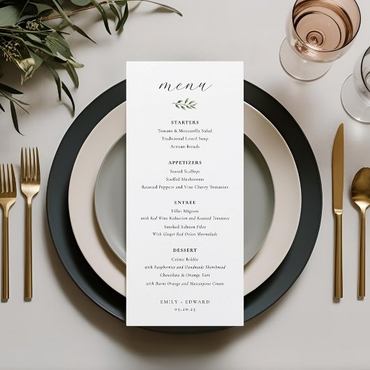 Menu Mariage Élégant à la Sauge Verte