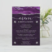 Menu Mariage élégant à l'agate violette et argent (Debout devant)