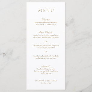 Menu Mariage élégant à l'ancienne