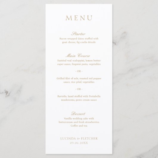 Menu Mariage élégant à l'ancienne (Devant)