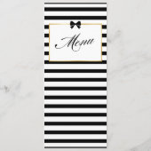 Menu Mariage élégant à rayures noires et blanches avec (Dos)