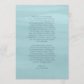 Menu Mariage élégant aquarelle bleue moderne (Dos)