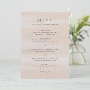 Menu Mariage Élégant Aquarelle Neutre Moderne