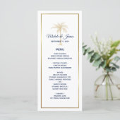 Menu Mariage Élégant Arbre à Palmes Or Blanc Navy Moder (Debout devant)