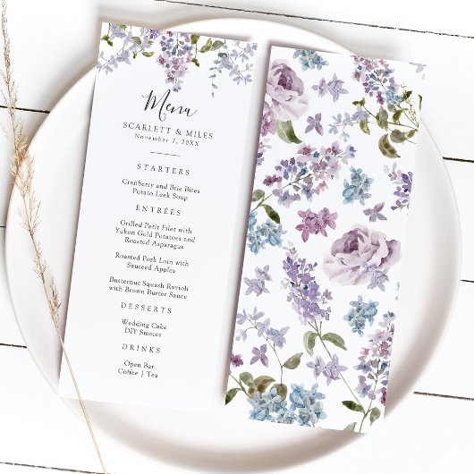 Menu Mariage Élégant au Lilas
