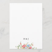 Menu Mariage Élégant aux Fleurs Sauvages Colorées (Dos)