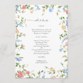 Menu Mariage Élégant aux Fleurs Sauvages Colorées (Devant)