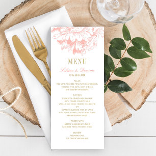 Menu Mariage élégant aux pivoines florales corail et or